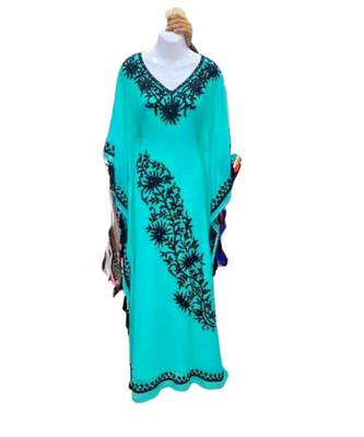 Green Georgette Embroidered Zari Work Islamic Kaftans 1