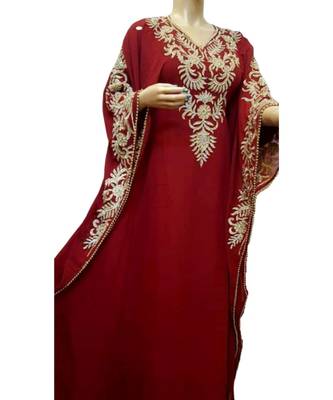 Maroon Georgette Embroidered Zari Work Islamic Kaftans 1