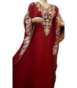 Maroon Georgette Embroidered Zari Work Islamic Kaftans