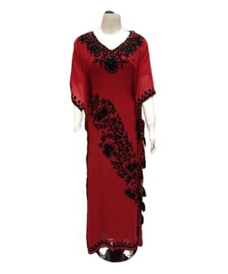 Red Georgette Embroidered Zari Work Islamic Kaftans 1