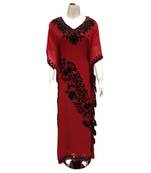 Red Georgette Embroidered Zari Work Islamic Kaftans