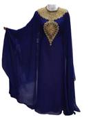 Royal Blue Georgette Embroidered Zari Work Islamic Kaftans