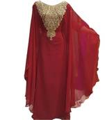 Red Georgette Embroidered Zari Work Islamic Kaftans