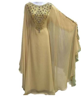 Beige Georgette Embroidered Zari Work Islamic Kaftans 1