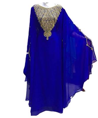 Royal Blue Georgette Embroidered Zari Work Islamic Kaftans 1