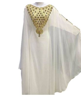 Cream Georgette Embroidered Zari Work Islamic Kaftans 1