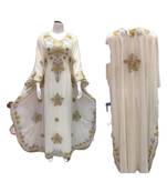 Cream Georgette Embroidered Zari Work Islamic Kaftans