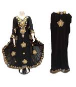 Black Georgette Embroidered Zari Work Islamic Kaftans