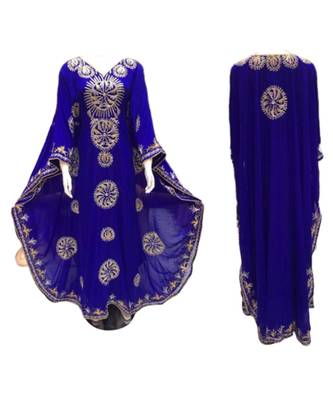 Royal Blue Georgette Embroidered Zari Work Islamic Kaftans 1
