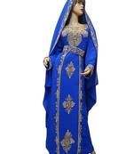 Royal Blue Georgette Embroidered Zari Work Islamic Kaftans