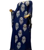 Navy Blue Georgette Embroidered Zari Work Islamic Kaftans