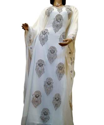Cream Georgette Embroidered Zari Work Islamic Kaftans 1
