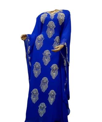 Royal Blue Georgette Embroidered Zari Work Islamic Kaftans 1