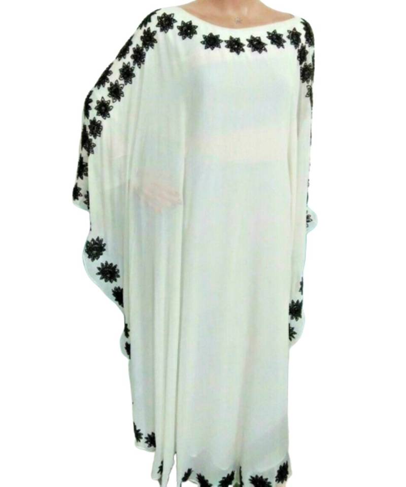 Cream Georgette Embroidered Zari Work Islamic Kaftans