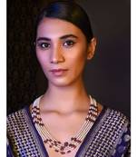 Red Onyx And Pearls Multilayered Necklace