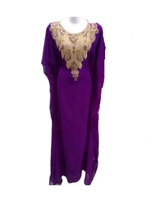 Purple Georgette Embroidered Zari Work Islamic Kaftans 1