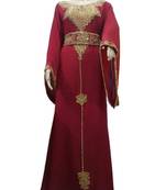 Maroon Georgette Embroidered Zari Work Islamic Kaftans