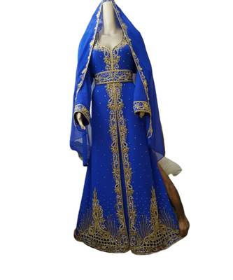 Royal Blue Georgette Embroidered Zari Work Islamic Kaftans 1