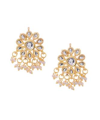White Gold Tone Kundan And Pearl Multilayered Necklace Set 3