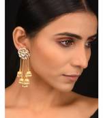 Gold Tone Kundan And Shell Pearls Jhumkis