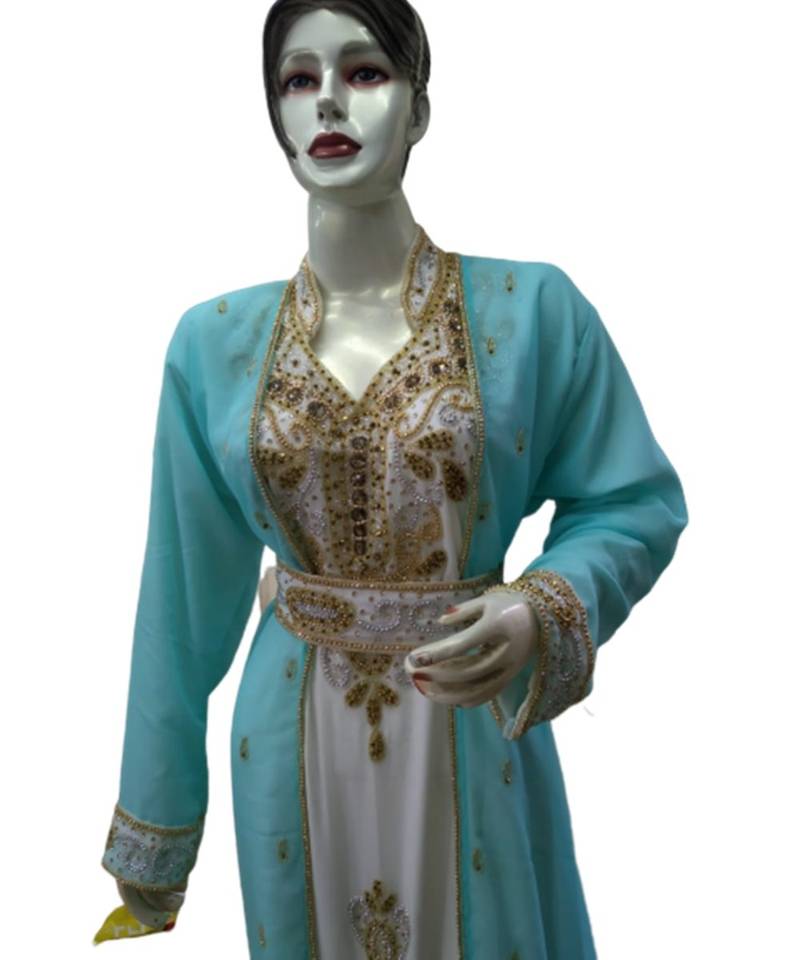 Multicolor Georgette Embroidered Zari Work Islamic Kaftans