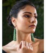 Green Gold Tone Kundan And Onyx Earrings