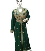 Green Georgette Embroidered Zari Work Islamic Kaftans