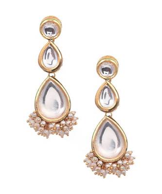 Gold Tone Kundan And Pearls Earrings 2