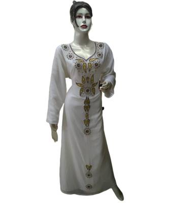 Cream Georgette Embroidered Zari Work Islamic Kaftans 1