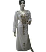 Cream Georgette Embroidered Zari Work Islamic Kaftans