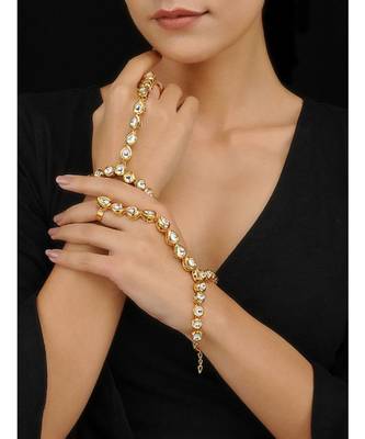 Gold Tone Kundan Haathphool 1