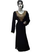 Black Georgette Embroidered Zari Work Islamic Kaftans