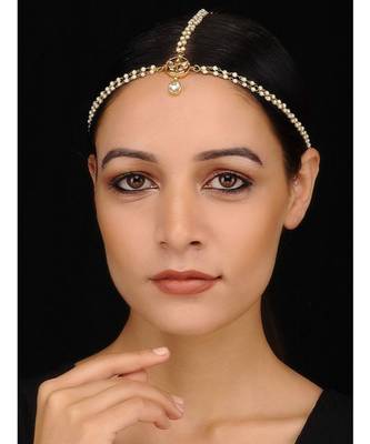 Gold Tone Kundan And Pearls Maathapatti 1