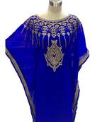 Royal Blue Georgette Embroidered Zari Work Islamic Kaftans