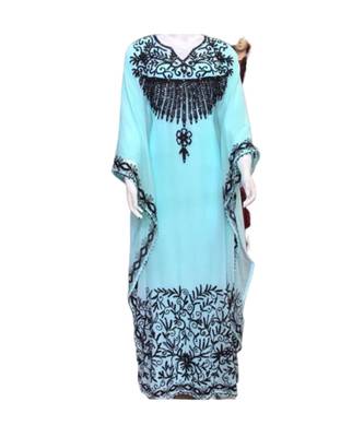 Turquoise Georgette Embroidered Zari Work Islamic Kaftans 1
