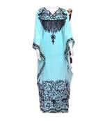 Turquoise Georgette Embroidered Zari Work Islamic Kaftans