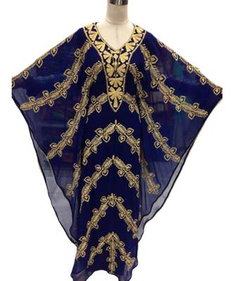 Navy Blue Georgette Embroidered Zari Work Islamic Kaftans 1