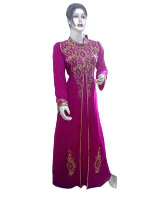 Pink Georgette Embroidered Zari Work Islamic Kaftans 1