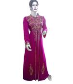 Pink Georgette Embroidered Zari Work Islamic Kaftans