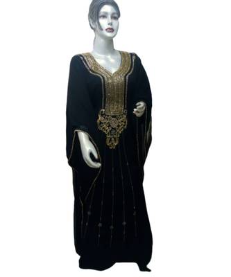 Black Georgette Embroidered Zari Work Islamic Kaftans 1