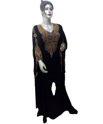 Black Georgette Embroidered Zari Work Islamic Kaftans 1