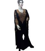 Black Georgette Embroidered Zari Work Islamic Kaftans