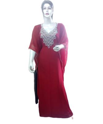 Pink Georgette Embroidered Zari Work Islamic Kaftans 1
