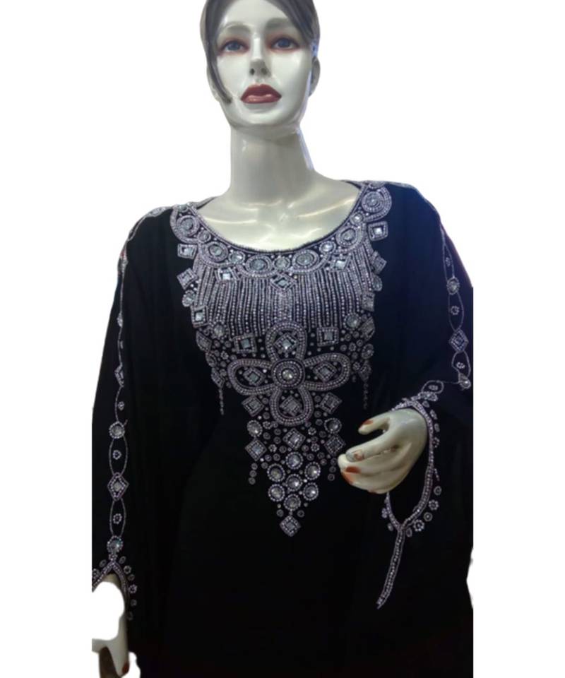 Purple Georgette Embroidered Zari Work Islamic Kaftans