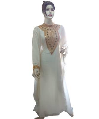 Cream Georgette Embroidered Zari Work Islamic Kaftans 1