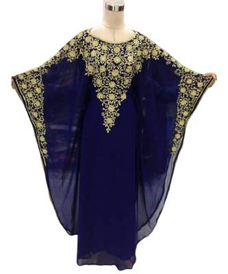Navy Blue Georgette Embroidered Zari Work Islamic Kaftans 1