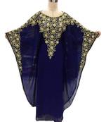 Navy Blue Georgette Embroidered Zari Work Islamic Kaftans
