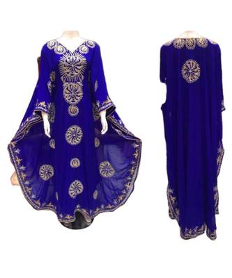 Royal Blue Georgette Embroidered Zari Work Islamic Kaftans 1