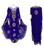 Royal Blue Georgette Embroidered Zari Work Islamic Kaftans