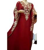 Maroon Georgette Embroidered Zari Work Islamic Kaftans